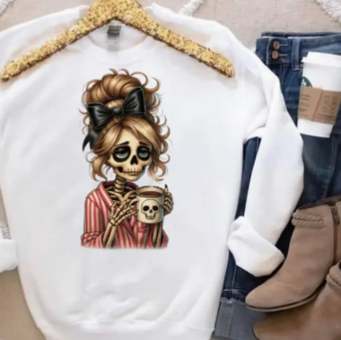 Dead Inside but Caffeinated Unisex Sweater- White
