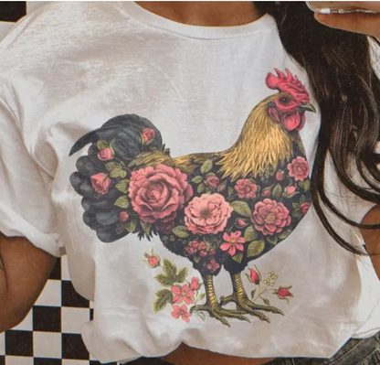 Boho Western Rooster Unisex Tee- White